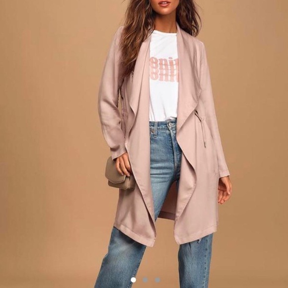 NEW BB Dakota “Let It Rain” Blush Pink Trench Coat 100% Lyocell Size M Jacket - Picture 1 of 16
